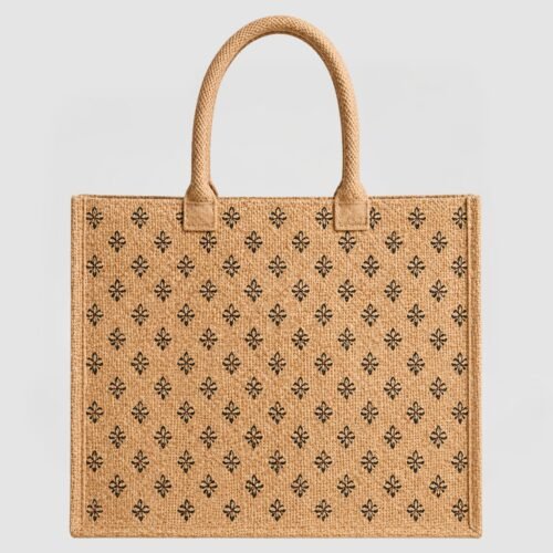 printed jute shopping bag