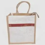 premium white jute gift bags with red designer lace border & zip closure – pack of 10